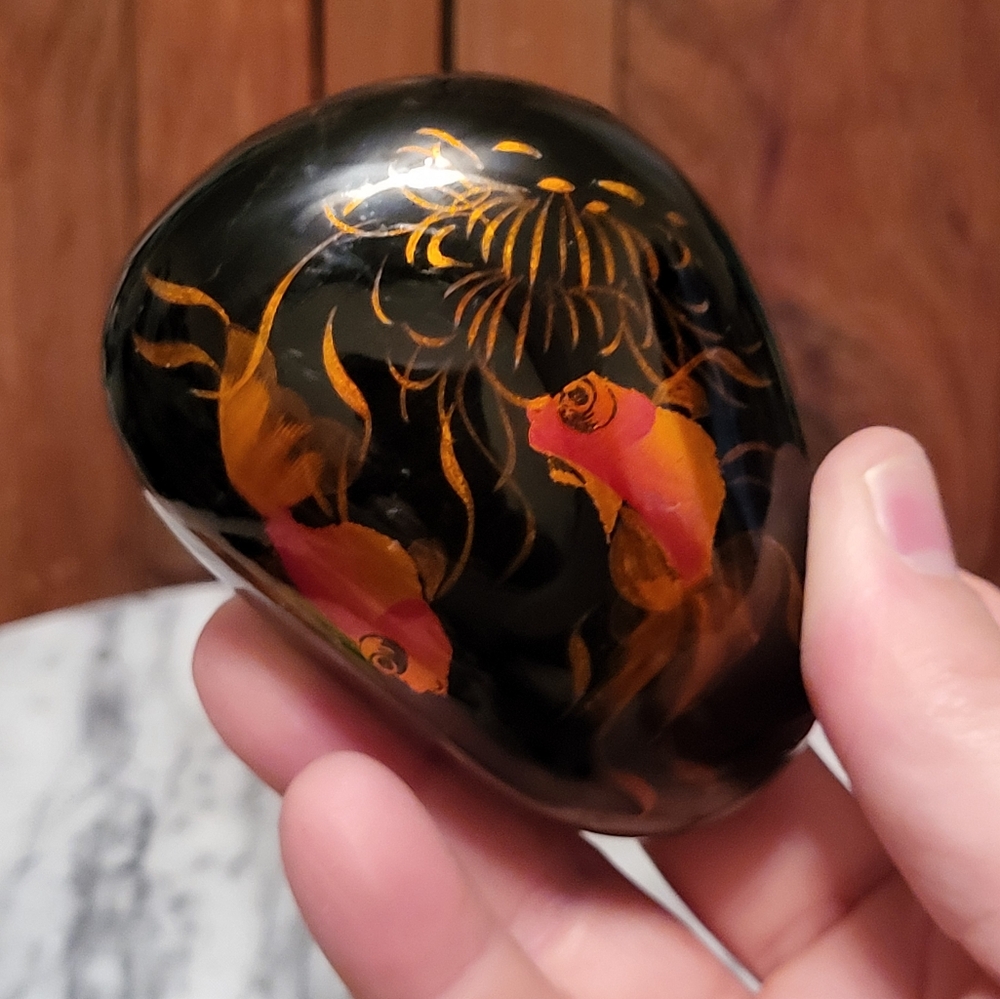 Hand-Painted Gold Fish Stone